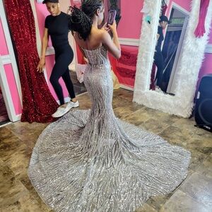 Silver Custom Prom Dress (please read the description)